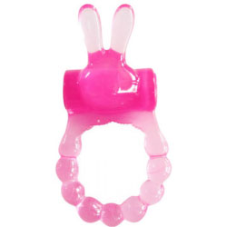 Vibrating Bunny Ears Battery Operated Cock Ring, Pink