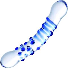 Prisms Erotic Blu Dual Ended Glass Dildo, 5.5 Inch, Clear/Blue