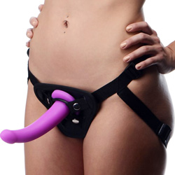 Strap U by XR Brands Navigator Silicone G-Spot Dildo with Harness, 7 Inch, Purple