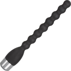 10 Function Waterproof Beaded Vibrating Silicone Probe, Black