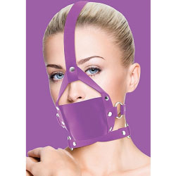 Ouch! Leather Mouth Gag with Adjustable Straps, One Size, Playful Purple