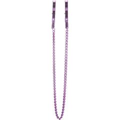 Ouch! Pincers Nipple Clamps with Chain by Shots, 14 Inch, Perfect Purple