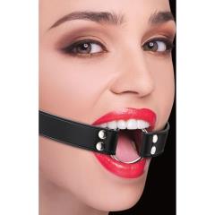 Ouch! Ring Gag with Leather Straps for Kinky Couples, One Size, Classic Black