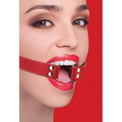 Ouch! Ring Gag with Leather Straps for Kinky Couples, One Size, Cherry Red