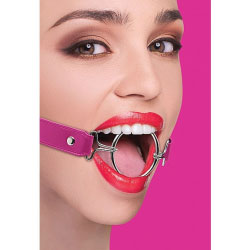 Ouch! XL Ring Gag with Leather Straps for Kinky Couples, One Size, Flirty Pink