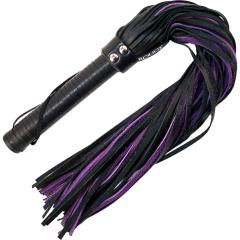 Rouge Garments Flogger with Leather Falls, 27 Inch, Black/Purple