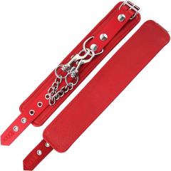 Rouge Garments Classic Leather Wrist Cuffs, One Size, Red/Chrome