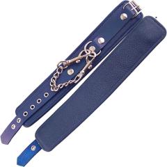 Rouge Garments Classic Leather Ankle Cuffs, One Size, True Blue/Chrome