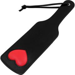 Rouge Garments Bondage Paddle with Heart Cutout, 12.5 Inch, Red/Black