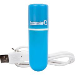 Screaming O Charged Vooom Rechargeable Mini Vibrating Bullet, Dazzling Blue