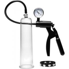 Size Matters Premium Penis Pump with Adjustable Leather Cock Ring, 9 Inch, Clear