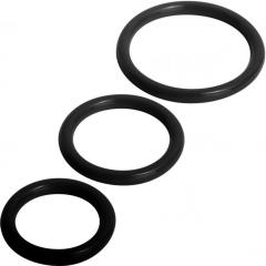 Trinity Silicone Cock Ring Set, 3 Pack, Black