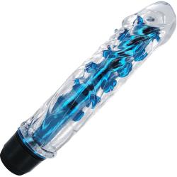 Trinity Vibes Shimmer Metallic Core Massager, 7 Inch, Blue/Crystal Clear