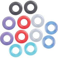 Icon Brands Ballers Dozen Stretchy Cock Rings, 12 Pack, Assorted Colors