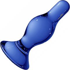 Chrystalino Classy Handblown Glass Butt Plug, 4.5 Inch, Blue
