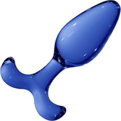 Chrystalino Expert Handblown Glass Butt Plug, 4.5 Inch, Blue