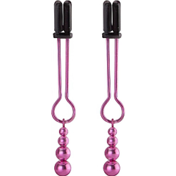 Ouch! Teasing Nipple Clamps with Tiered Beads, Chrome Pink