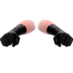 Fist It Short Latex Gloves for Kinky Couples, One Size, 1 Pair, Classic Black