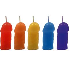 Pecker Party Candles 5 Piece Pack, 2.5 Inch, Rainbow