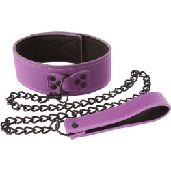 Lust Bondage Classic Collar and Leash, One Size, Purple