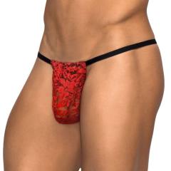 Stretch Lace Posing Strap, One Size, Racy Red