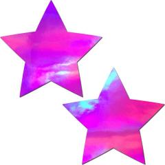 Hologram Star Pleather Pastie Set, One Size, Pink