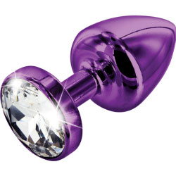 ANNI Weighted Metal Anal Plug with Swarovski Crystal Elements, 1.4 Inch, Violet