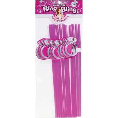 Bride-to-Be Ring Bling Party Straws for Bachelorettes, 10 Piece Pack, Pink