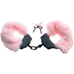 Sex Kitten Double Lock Adjustable Furry Handcuffs, Pink/Black