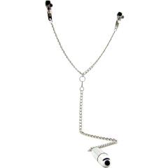 Sex Kitten Y-Style Bullet Clamps with Chain, 14 Inch, Silver