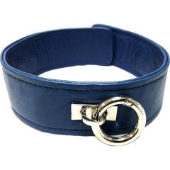 Rouge Adjustable Leather Collar, One Size, Blue