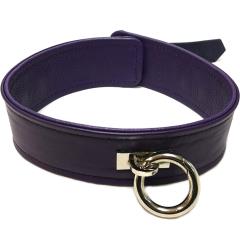Rouge Adjustable Leather Collar, One Size, Purple
