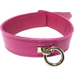 Rouge Adjustable Leather Collar, One Size, Pink