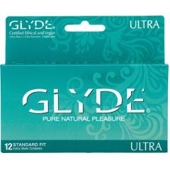 Glyde Ultra Thin Lubricated Condoms Pack of 12, Standard Fit