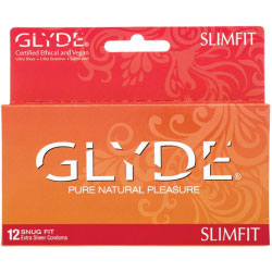 Glyde Slimfit Lubricated Condoms Pack of 12, Snug Fit