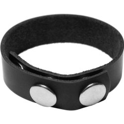Kinklab Adjustable Leather Cock Ring with Snaps, Black