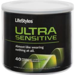 LifeStyles Ultra Sensitive Lubricated Condoms, 40 Piece Bowl