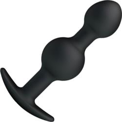 Pretty Love Silicone Anal Plug with Weighted Balls, 4 Inch, Black