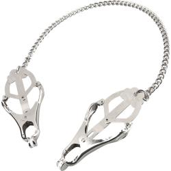 Lux Fetish Japanese Clover Nipple Clamps, Silver