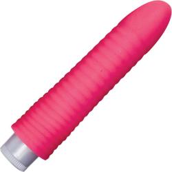 Climax Skin Ribbed CyberSkin Personal Vibrator, 7 Inch, Hot Pink
