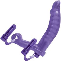 Double Penetrator Vibrating Ultimate Cock Ring for Couples, 5.75 Inch, Purple