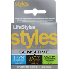 LifeStyles STYLES Sensitive Collection Condoms, 3 Pack