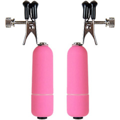 Ouch! Nipple Clamps with Vibrating Bullets for Him and Her, Soft Pink