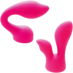 Palm Power Body Massager Head Set, G-spot and Dual Action Attachments, Pink