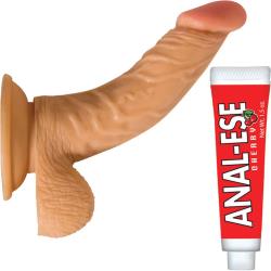 RealSkin All American Whoppers Flexible Ballsy Dong with Anal Lube, 6.5 Inch, Flesh