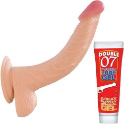 RealSkin All American Whoppers Curved Dong with Sensual Gel, 8 Inch, Flesh