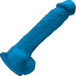 Colours Pleasures Silicone Dildo with Suction Mount Base, 8 Inch, Blue
