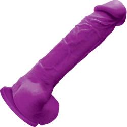 Colours Pleasures Silicone Dildo with Suction Mount Base, 8 Inch, Purple