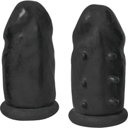 2.75 Inch Extra Length Latex Penis Extension Condom Kit, Black