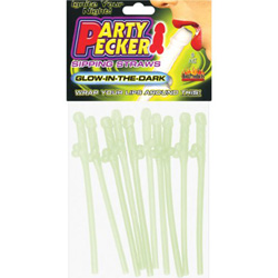 Party Pecker Sipping Straws, 10 pcs Set, Glow-in-the-Dark